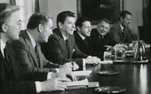 President Ronald Reagan leading a meeting of the Interagency Committee on Terrorism, Jan. 26, 1981.