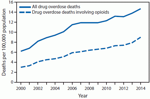 Drugs, especially opiods, contributed to the surge in death rates in recent years