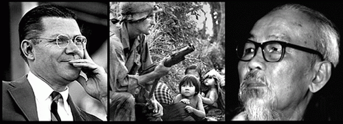 Tobert McNamara, a US soldier and Ho Vhi Minh