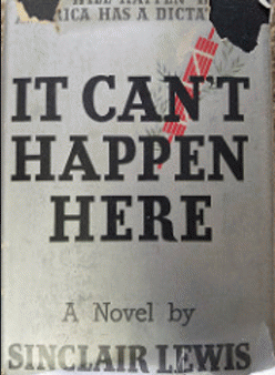 Cover from 1st edition of the book It Can't Happen Here, by Sinclair Lewis