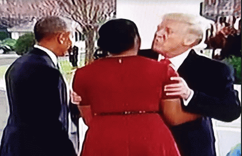 Vampire Trump prepares to suck Michelle Obama's blood, the first of millions to be metaphorically exsanguinated