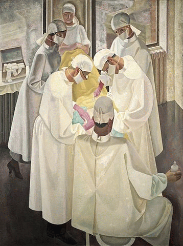 A surgical operation. Oil painting by Reginald Brill, 1934-1935., From ImagesAttr