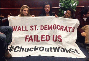 Protesters camp out in Senator Chuck Schumer's Capitol Hill Office, November 14, 2016