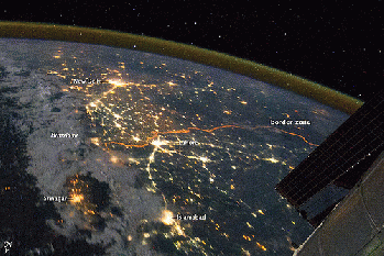 India-Pakistan Borderlands at Night