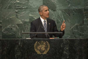 President Barack Obama addresses the United Nations General Assembly on Sept. 20, 2016. President Barack Obama addresses the United Nations General Assembly on Sept. 20, 2016.