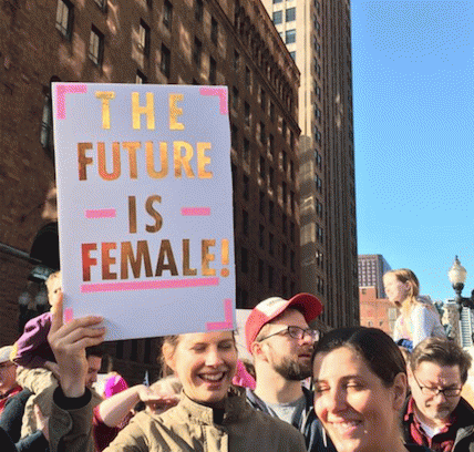 Sign at Chicago March reads: The Future Is Female!