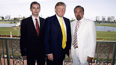 Sergei Millian (l), Donald Trump and Jorge Perez in a photograph posted on Facebook by Mr Millian in 2014, From ImagesAttr