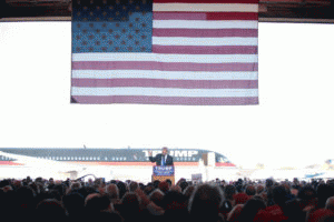 Donald Trump speaking with the media at a hangar at Mesa Gateway Airport in Mesa, Arizona. Dec. 16, 2015. Donald Trump speaking with the media at a hangar at Mesa Gateway Airport in Mesa, Arizona. Dec. 16, 2015.