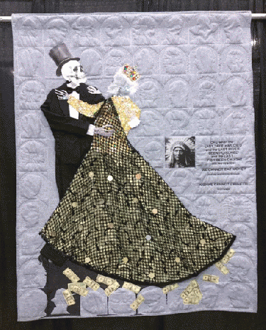 Last Dance. 75' x 60'. Janet Bear McTavish The quiltmakers message is to love the world so that the last dance pictured here never happens.