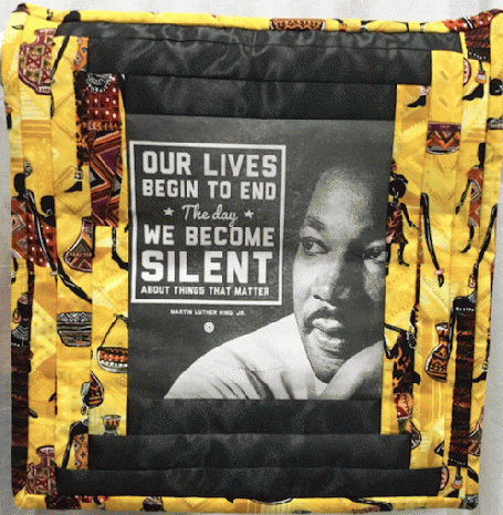 Quote by Martin Luther King. The Power of Three: A Quilt Challenge by the 'QUUilters of the  First Unitarian Universalist Church of Richmond.