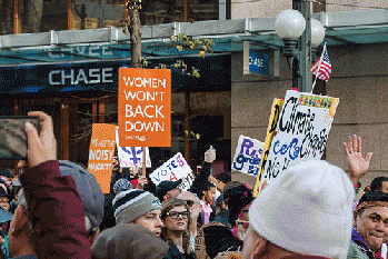 Seattle Women's March, sign reads: Women Won't Back Down
