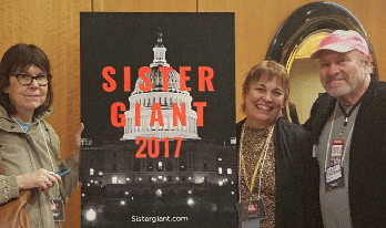 OEN Sen. Ed., Marta Steele; Managing Ed Meryl Ann Butler, and Ed-in-Chief Rob Kall attended the Sister Giant Conference