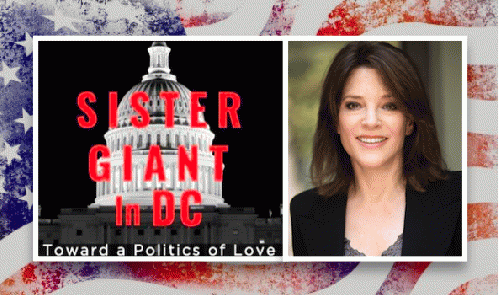 Marianne Williamson photo by Elizabeth Granli, collage image by Meryl Ann Butler for OpEdNews