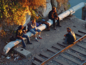 Homeless folks gather at sunset. Santa Cruz, CA. 2007., From ImagesAttr