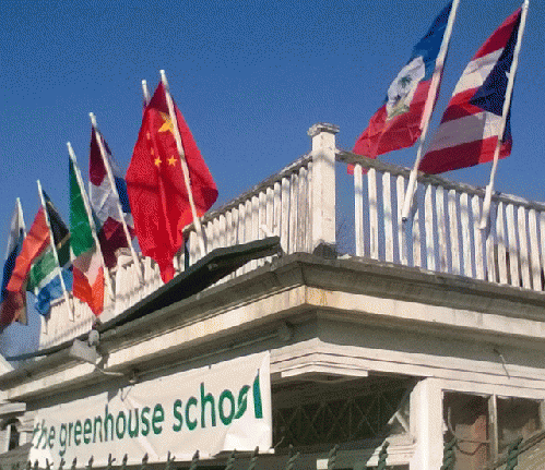 International flags newly installed on school roof, From ImagesAttr