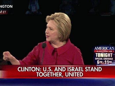 Political pandering' - Hillary Clinton at AIPAC conference., From ImagesAttr