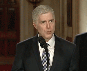 U.S. Supreme Court nominee Neil Gorsuch speaking at the announcement of his selection on Jan. 31, 2017., From ImagesAttr