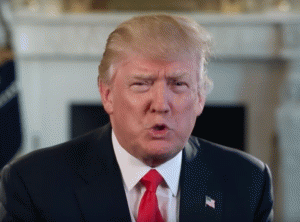 President Donald Trump giving his weekly address on Feb. 25, 2017., From ImagesAttr