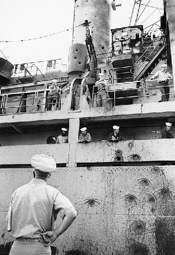 Damage to USS Liberty, June 1967, From WikimediaPhotos