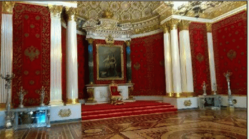 Peter the Great's gold layered throne room in St Petersburg's Hermitage Palace., From ImagesAttr