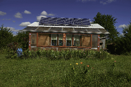 Tiny houses like this one at Dancing Rabbit Ecovillage in Missouri are a key trend in climate solutions.