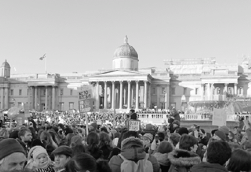 Demonstrators at the Women's March in London last January., From ImagesAttr