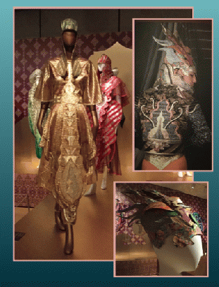 Kaisik Wong: L-R: Evening Ensemble (1970), Red Ray (from the Seven Rays series, 1974), Kaisik Wong in Metallic Lightning-bolt Headdress (1974), Metallic Lightning-bolt Headdress (1974) Kaisik Wong: L-R: Evening Ensemble (1970), Red Ray (from the Seven Rays series, 1974), Kaisik Wong in Metallic Lightning-bolt Headdress (1974), Metallic Lightning-bolt Headdress (1974)