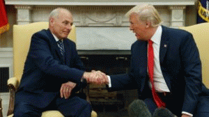 President Trump with White House Chief of Staff John Kelly, a retired Marine general.