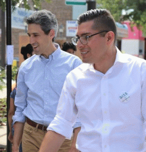 Chicago Alderman Carlos Ramirez-Rosa, right, was on Illinois State Senator Daniel Biss' gubernatorial ticket for a week, before Israel lobby pressure forced him off., From ImagesAttr