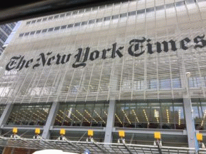 The New York Times building in Manhattan.