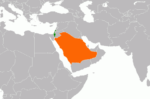 Israel and Saudi Arabia Map, From ImagesAttr