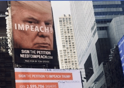 NYC Times Square lights up with Trump's face and a message to the world: IMPEACH