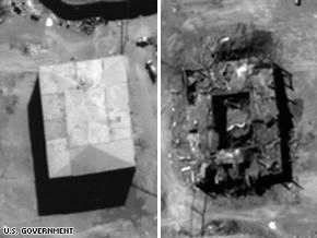 Satellite photos of the supposed Syrian nuclear site before and after the Israeli airstrike., From ImagesAttr