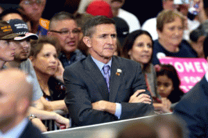 Retired U.S. Army Lt. Gen Michael Flynn at a campaign rally for Donald Trump at the Phoenix Convention Center in Phoenix, Arizona. Oct. 29, 2016., From ImagesAttr