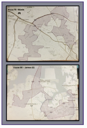 Examples of gerrymandered districts in Virginia