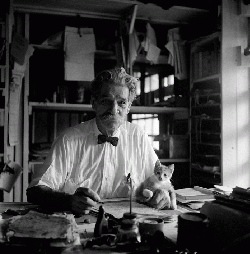 Albert Schweitzer and his Writing Cat