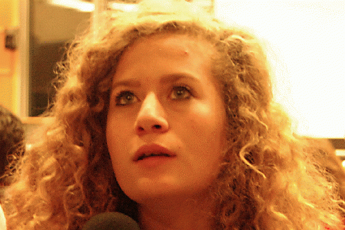 Ahed Tamimi speaking at the The Role of Women in the Palestinian Popular Struggle Conference