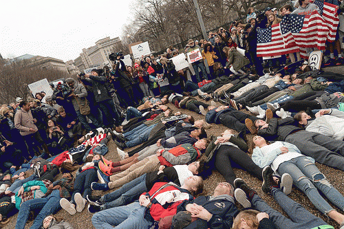 Student lie-in at the White House to protest gun laws, From FlickrPhotos