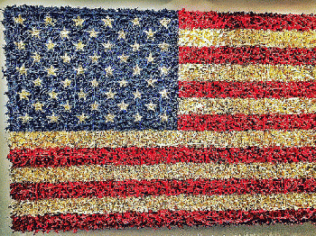 American flag made out of painted toy soldiers