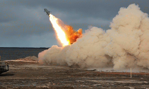 Cruise missile type Termit fired from Kotelny, New Siberian Islands.