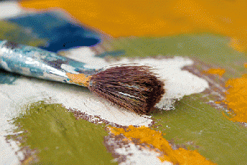 Artist paint brush and palette