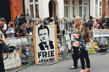 WikiLeaks' Founder Julian Assange illegally imprisoned according to the UN and international law.