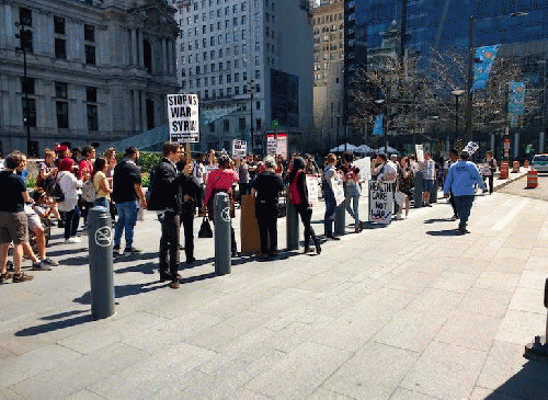 A hastily called antt-Syria bombing protest in central Philadelphia, From ImagesAttr