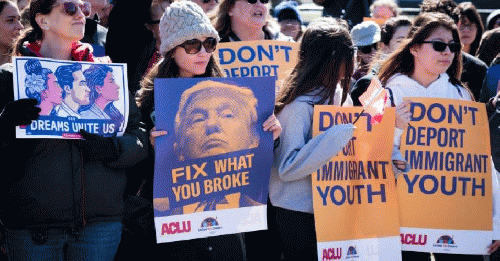 Demonstrators take part in a rally in support of 