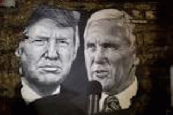 Donald Trump & Mike Pence, painted portrait