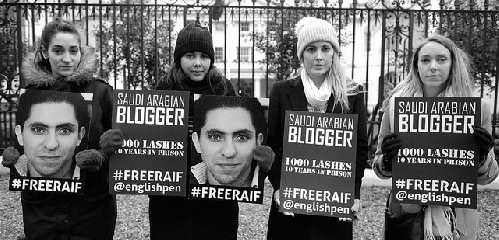 London protest against Saudi Arabia's detention of prisoner of conscience Raif Badawi., From ImagesAttr