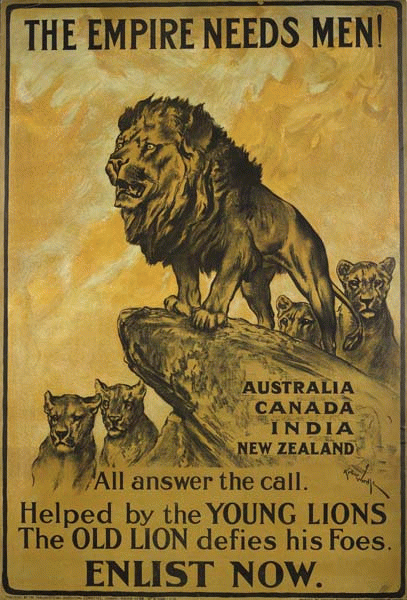 The British were urging men to enlist to fight in WWI and secretly forcing President Wilson to enter the war against the will of the American people