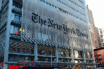 At the Times HQ on Eighth Ave: Quietly realizing the consequences for itself. At the Times HQ on Eighth Ave: Quietly realizing the consequences for itself.