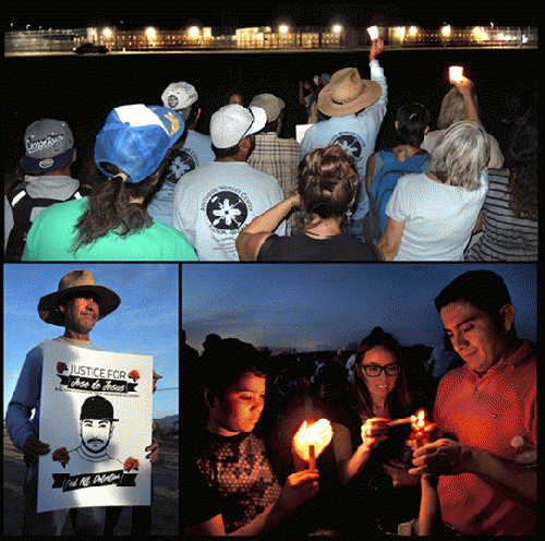 Protesters at the Eloy Detention center near Phoenix.