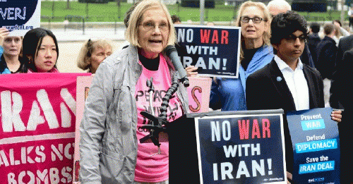 Supporters of the Iran nuclear accord rally outside the White House on Oct. 12, 2017., From ImagesAttr